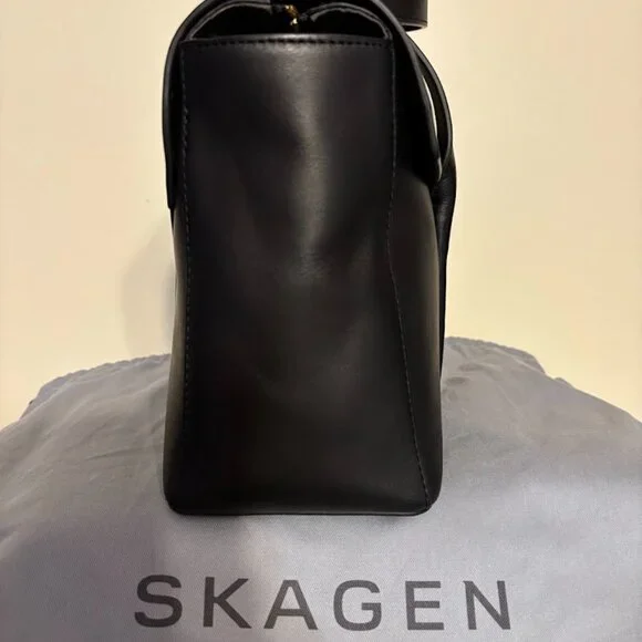 NEW SKAGEN Black Color Leather Handbag and Dust Bag - Picture 5 of 16